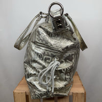 Collectors Corner-Size XL: Coach Poppy Spotlight Limited Edition Silver Embossed Handbag SN# 15899