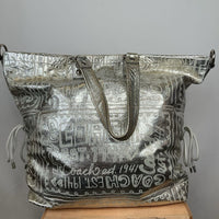 Collectors Corner-Size XL: Coach Poppy Spotlight Limited Edition Silver Embossed Handbag SN# 15899