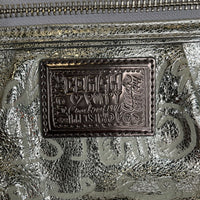 Collectors Corner-Size XL: Coach Poppy Spotlight Limited Edition Silver Embossed Handbag SN# 15899