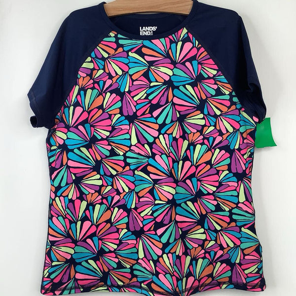 Size 14: Land's End Blue Multi-Color Short Sleeve 2pc Swim Suit