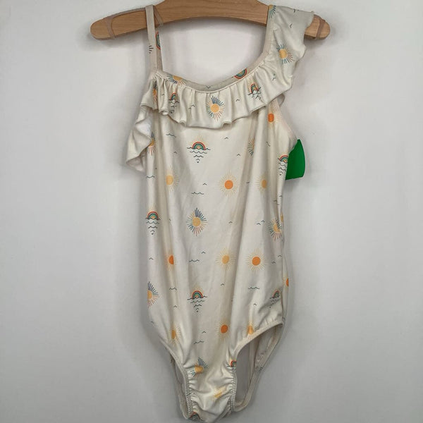 Size 7-8: Bird & Bean Creme Sun Print 1pc Swim Suit