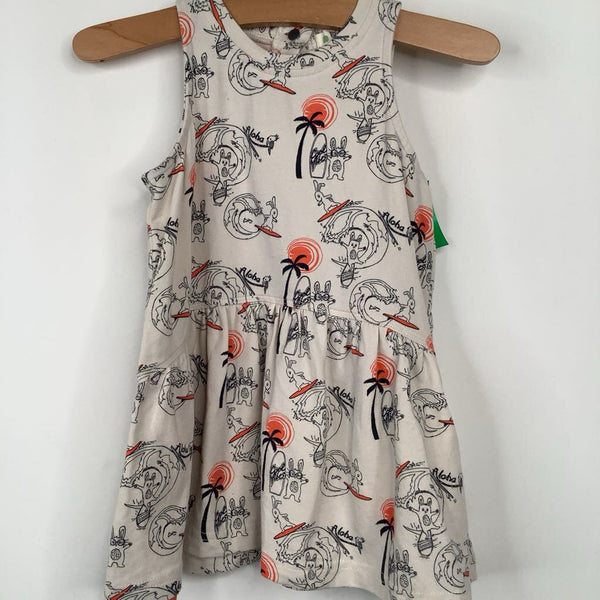 Size 12-18m: The Bonnie Mob Creme Surfing Bunny Print Tank Dress