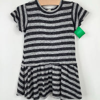 Size 2: Peek Black/Grey Striped Short Sleeve Dress
