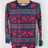 Size 5 (110): Blue Red Reindeer 2pc Pjs