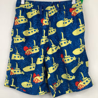 Size 12 (150): Hanna Andersson Blue/Yellow Submarine Print Swim Trunks