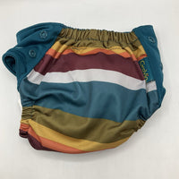 Size O/S: Blue/Brown Striped Adjustable Strap Diaper