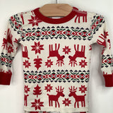 Size 18-24m (80): Hanna Andersson White/Red Reindeer Print 2pc PJs