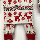Size 18-24m (80): Hanna Andersson White/Red Reindeer Print 2pc PJs
