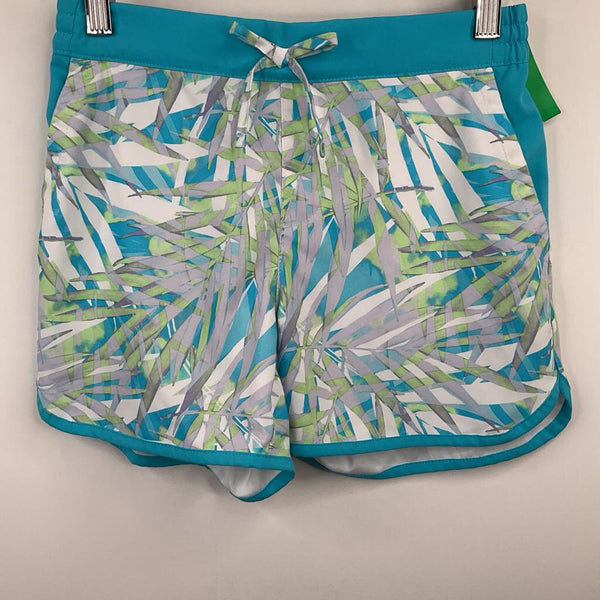 Size 10-12:Columbia Blue Leaves Print Shorts