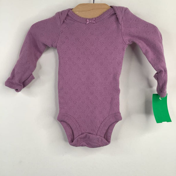 Size Premie: Carter's Purple Eyelet Long Sleeve Onesie