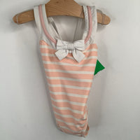 Size 6-12m: Pink/White Striped 1pc Swimsuit