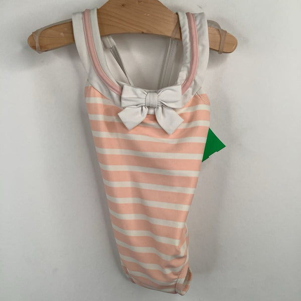 Size 6-12m: Pink/White Striped 1pc Swimsuit