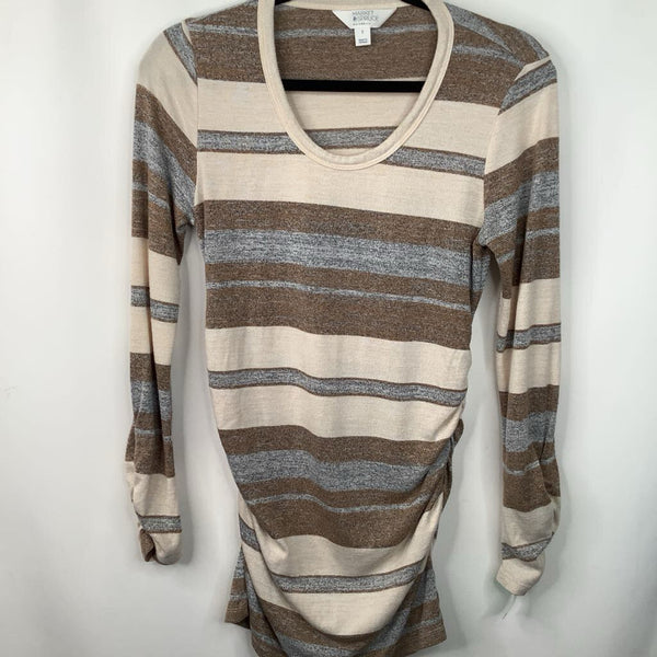Size S: Market Spruce Brown/Creme Striped Long Sleeve Shirt