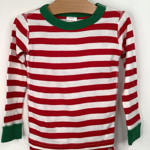 Size 4 (100): Hanna Andersson Red White Green Striped 2pc PJs