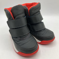Size 4: Sorel Black Red Velcro Snow Boots