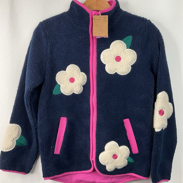 Size 11-12: Mini Boden Navy Flower Sherpa Jacket NEW w/Tags