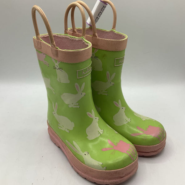 Size 6: Hatley Green/Pink Bunny Print Rain Boots