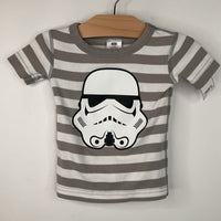 Size 18-24m (80): Hanna Andersson Grey/White Striped Storm Trooper 2pc Shorty PJs