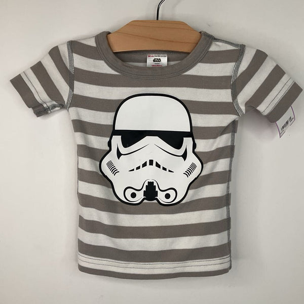 Size 18-24m (80): Hanna Andersson Grey/White Striped Storm Trooper 2pc Shorty PJs