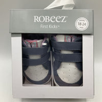 Size 18-24m: Robeez White/Blue Butterfly Velcro Strap Shoes-NEW IN BOX