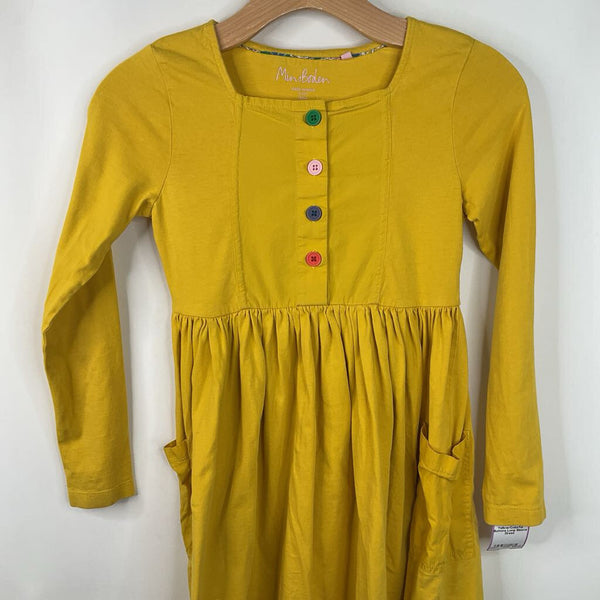 Size 9-10: Mini Boden Yellow/Colorful Buttons Long Sleeve Dress