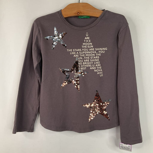 Size 6-7: United Colors Grey Sequin Star Print Long Sleeve Shirt