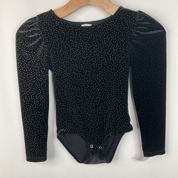 Size 7: Zara Black/Golden Speckled Long Sleeve Leotard
