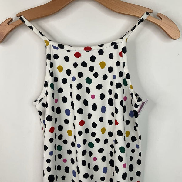 Size 8 (130): Hanna Andersson White/Colorful Polka Dots Tank Dress