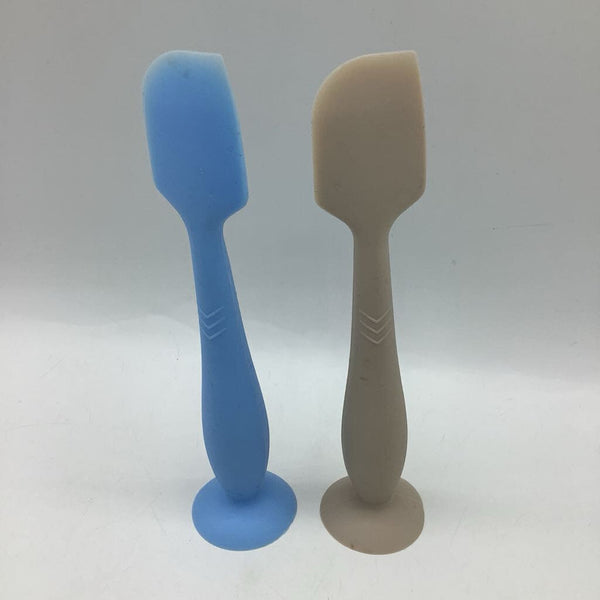 2pc Suction Cup Blue/Grey Utensils