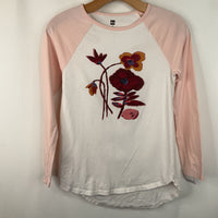 Size 14: Tea Pink/White/Red Floral Long Sleeve Shirt