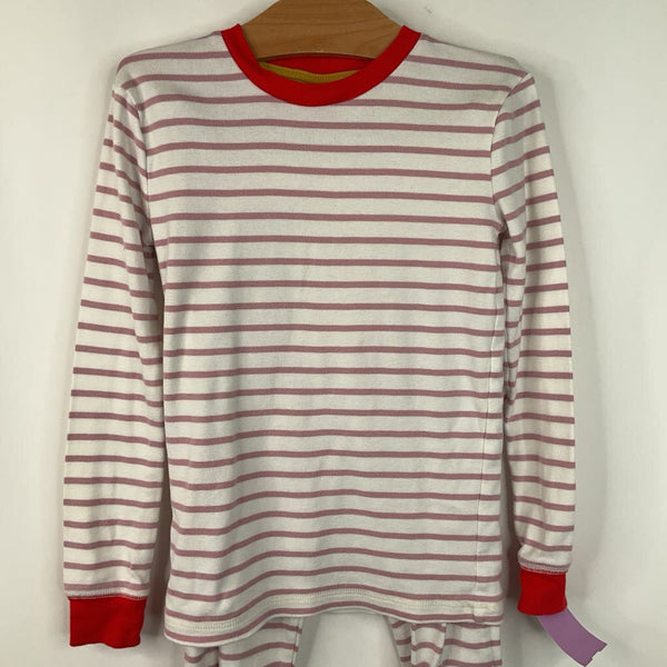 Size 8: Mini Boden Pink/White Stiped 2pc PJs