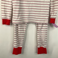 Size 8: Mini Boden Pink/White Stiped 2pc PJs