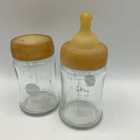 Hevea 5oz Wide Neck Baby Natural Rubber Nipple 2pc Glass Bottles