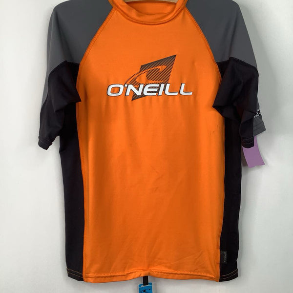 Size 14: O'Neill Black/Orange Mid Sleeve Rash Guard NEW w/Tags