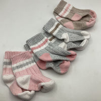 Size S: 4pc Assorted Pink/Grey/Brown Warm Grippy Socks
