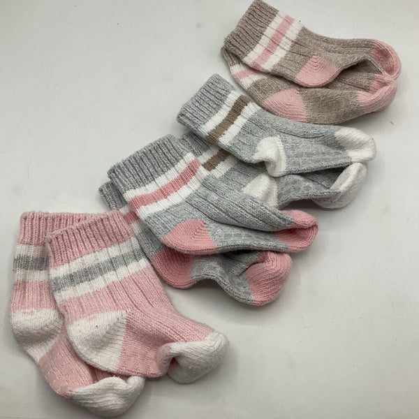 Size S: 4pc Assorted Pink/Grey/Brown Warm Grippy Socks