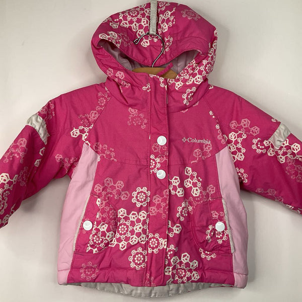 Size 2: Columbia Pink Abstract Pattern Hooded Zip Up Coat