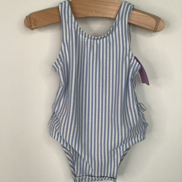 Size 3-6m: Old Navy Blue/White Striped 1pc Ruffle Butt Swimsuit