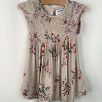 Size 2: Old Navy Beige Floral Cup Sleeve Dress
