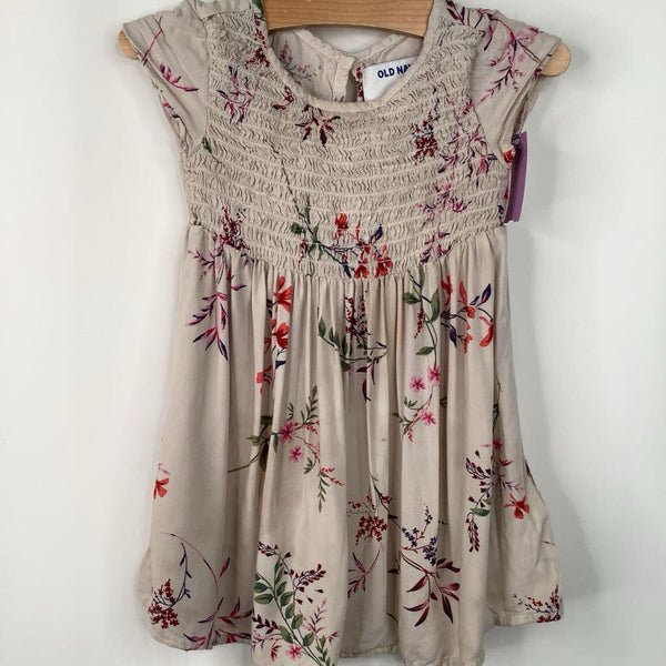 Size 2: Old Navy Beige Floral Cup Sleeve Dress