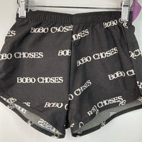 Size 6-7: Bobo Choses Black White Branding Build in Mesh Swim Trunks