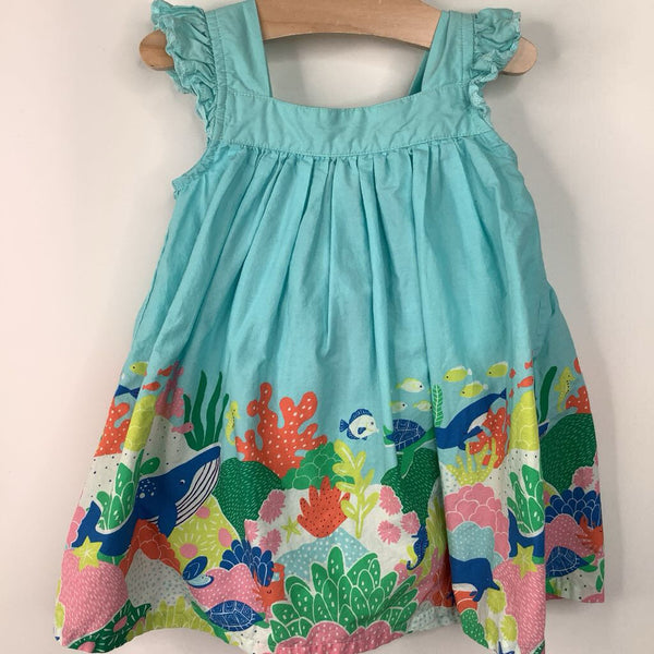 Size 6-9m: Baby Boden Blue Ocean Sun Dress w/Bloomers