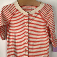 Size 0-3m (50): Hanna Andersson Orange/White Striped 1pc Footy PJs