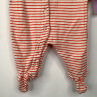 Size 0-3m (50): Hanna Andersson Orange/White Striped 1pc Footy PJs