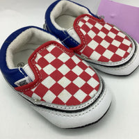 Size 2: Vans Red/White/Blue Checkered Soft Soled Velcro Strap Shoes