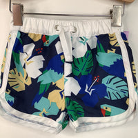 Size 3-6m (60): Hanna Andersson Blue Geometric Leaves Swim Shorts