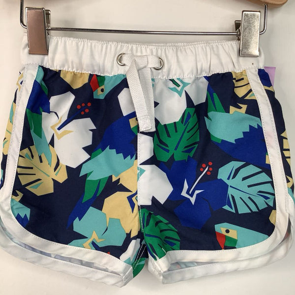 Size 3-6m (60): Hanna Andersson Blue Geometric Leaves Swim Shorts