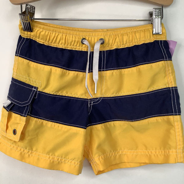 Size 4 (100): Hanna Andersson Blue/Yellow Striped Swim Trunks