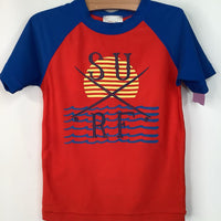 Size 5 (110): Hanna Andersson Blue/Red Sun Print Swim T-Shirt