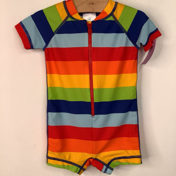 Size 3-6m (60): Hanna Andersson Colorful Striped Short Sleeve Rash Guard
